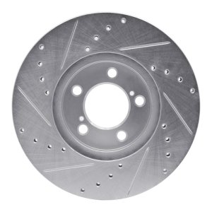 Ford Taurus SHO Brake Rotor (1) - Front Right - R1 Concepts - Drilled & Slotted - Silver - `93-`07